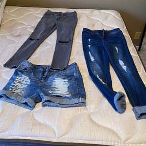 Denim jeans and shorts